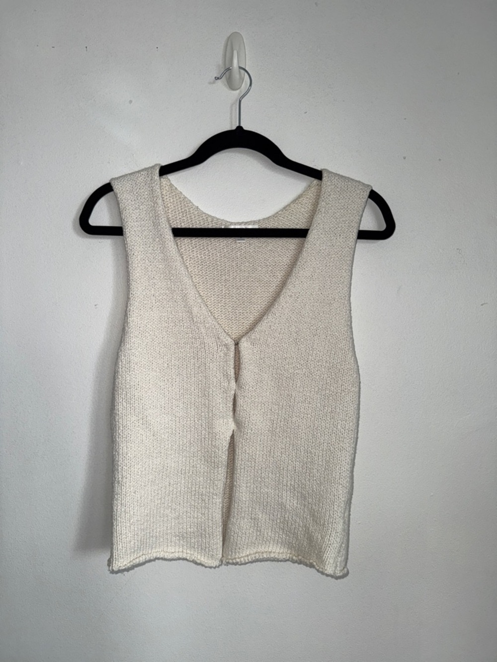 Cotton Knit V-Neck Tank Top in Cream